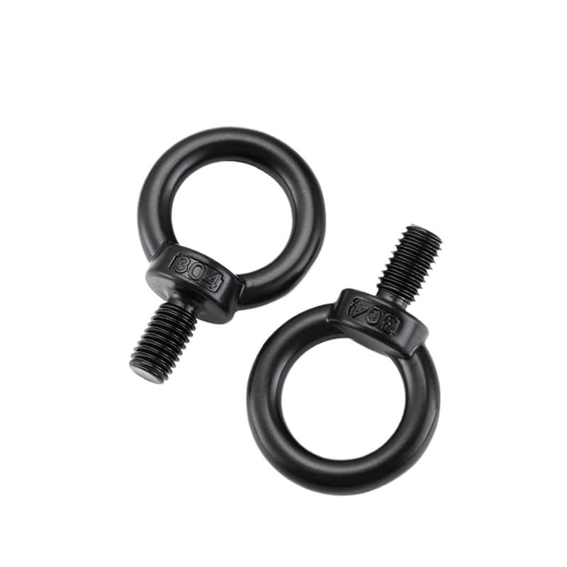 SHUNMIN Tornillo con Argolla Tornillos y Tuercas for Anillos de elevación de Acero Inoxidable 304 con Revestimiento Negro M3 M4 M5 M6 M8 M10 M12 M14 M16 M18 M20 M24 Tornillo con Anilla(M8x14mm 10pcs)