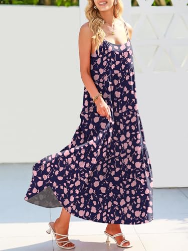 Image of ANRABESS Women Summer Casual Loose Sleeveless Sundress Spaghetti Strap Flowy Boho Linen Beach Vacation Maxi Long Dress