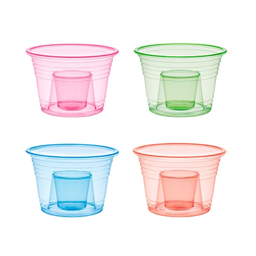 Party Essentials Soft Plastic Bomber Shot Cups Jager Blaster Power Bombs Cups 3 oz. 50-Count Assorted Neon