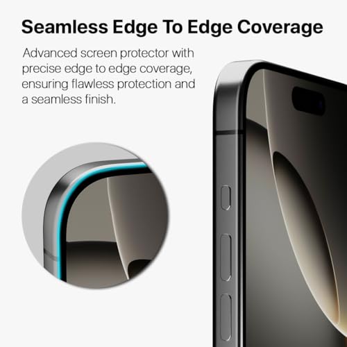 Image of CASEGEAR Privacy Screen Protector Compatible With iPhone 16 Pro Max Anti Spy Tempered Glass | Curved Edges | Case Friendly | Easy Installation Kit | Pack Of 2
