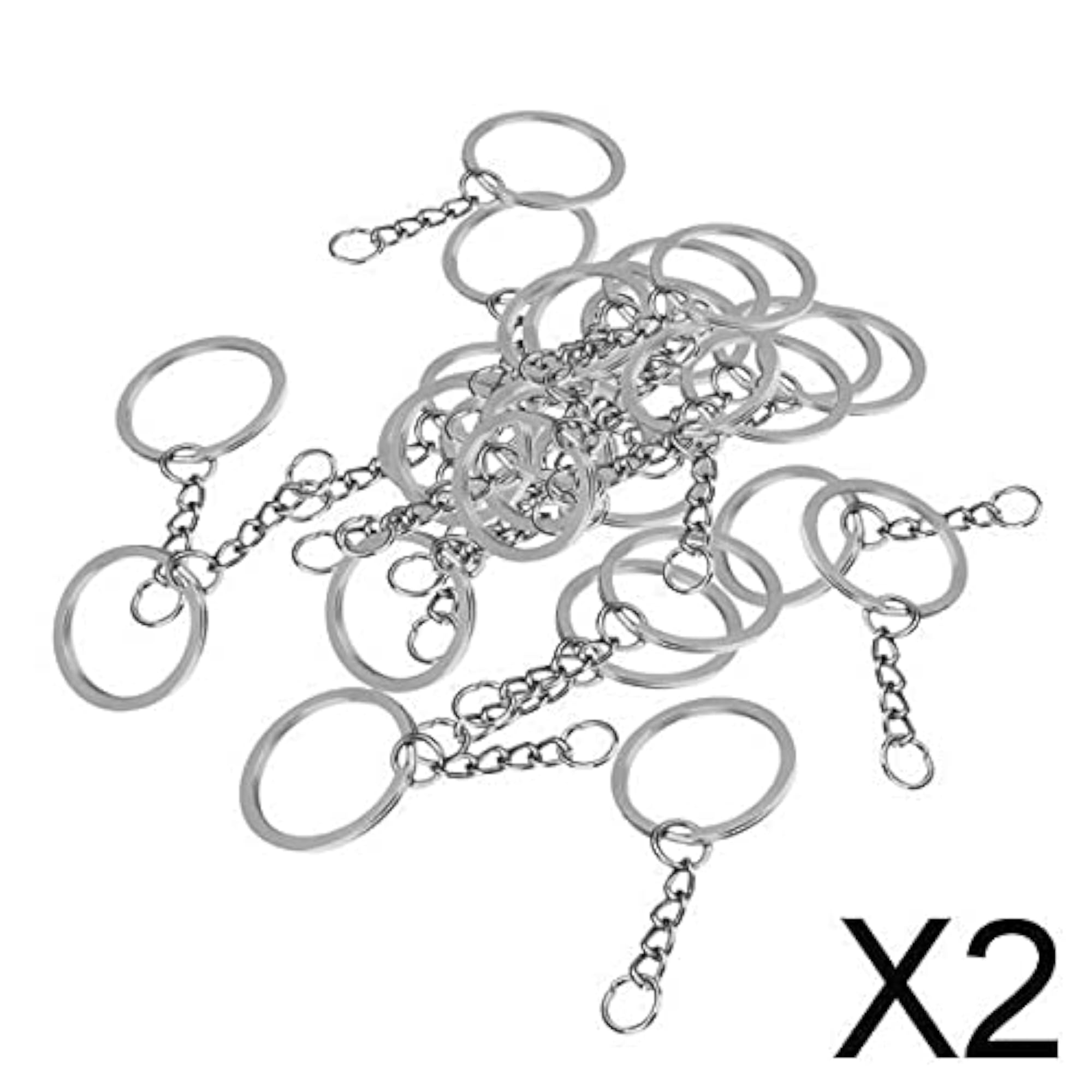 20x Split Key Chain Rings with Chain and Jump Rings