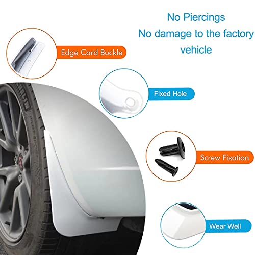 Image of Mud Flaps for Tesla Model 3 2016-2023 Splash Guards Front Rear Fender Protection Mudflaps No Need to Drill Holes (Set of 4, White)