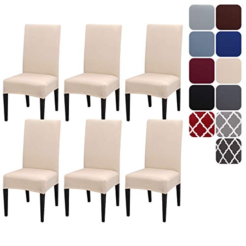 Housse de Chaise Extensible Lot de 4 ou 6, Couverture Protecteur de Chaise Salle a Manger Universel Amovible Lavable Moderne Durable pour Maison Hotel...