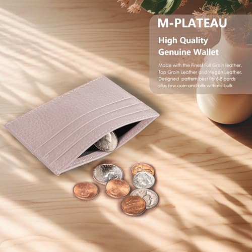 Image of M-Plateau Super Slim Genuine Leather Credit Card Wallet | Card Holder, Small Wallet for Man and Women with 6 Card Slots and 1 Pocket (Apricot)