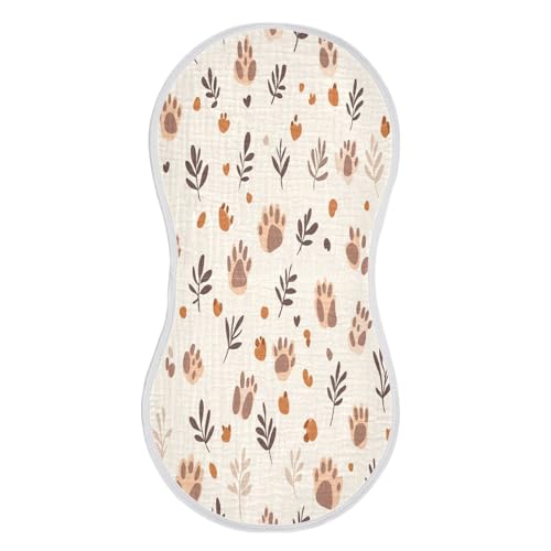 Paws and Leaves Plant Burp Cloths Cotton Baby Washcloths,Large 22x11in Burping Cloth Absorbent and Soft for Newborn Baby Boys and Girls,4 Pack