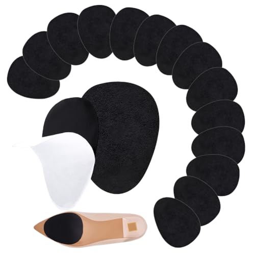 Image of PH PandaHall 40pcs Suede Soles Shoes Pads Self Adhesive Half Soles Stick on Suede Patches Non-Slip Shoe Sole Protectors for Dance Shoes High-Heeled Pole Dance Shoe Protectors 2.5x3.5, Black
