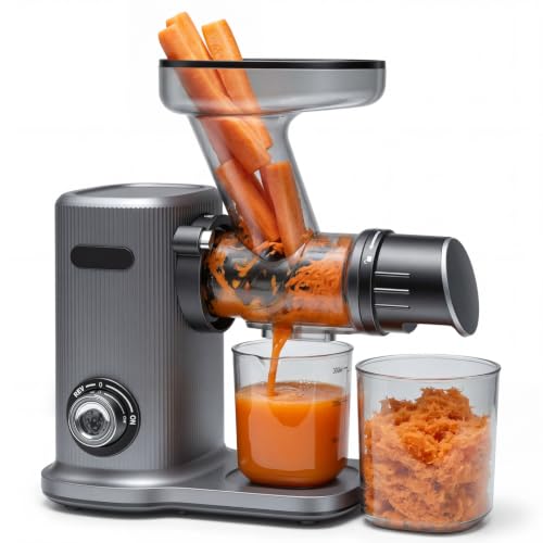 Image of NEWBULIG Cold Press Juicer, Slow Masticating with 5.9 inch Feed Chute | Reverse Function, Dishwasher-Safe, BPA-Free, High Juice Yield, for Whole Vegetables & Fruits, Silver