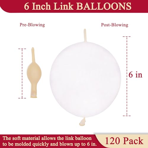 Image of 120 Pcs Link Balloons 6 Inch Linking Balloons for Birthday Wedding Party Festival Decorations (Clear)