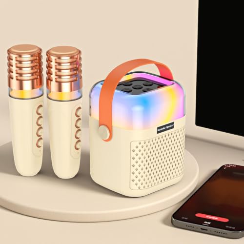 Máquina de karaoke inalámbrica mini con dos micrófonos para cantar en casa y jardín 2