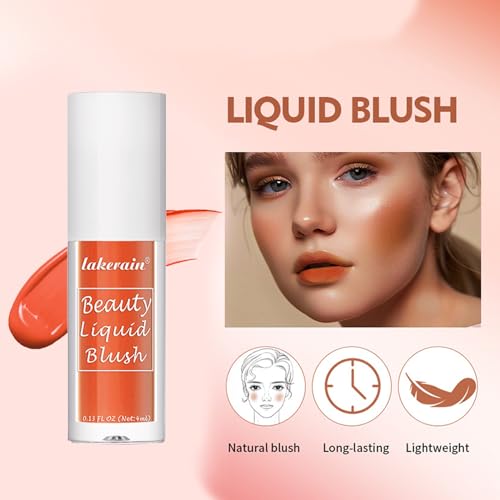 Soft Cream Blush - Orange Liquid Blush - Milk Jelly Blush - Lightweight Blushers for Cheeks Make Up - Long-Lasting Liquid Blush For High-Pigment Colour - Dewy Finish,Natural Looking - Image 3