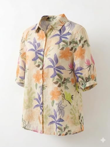 Image of URBAN OX Women's Casual Shirt - Stylish Printed Long Top for Women & Girls | Elegant Shirt for Women | Breathable Summer Tops for Women