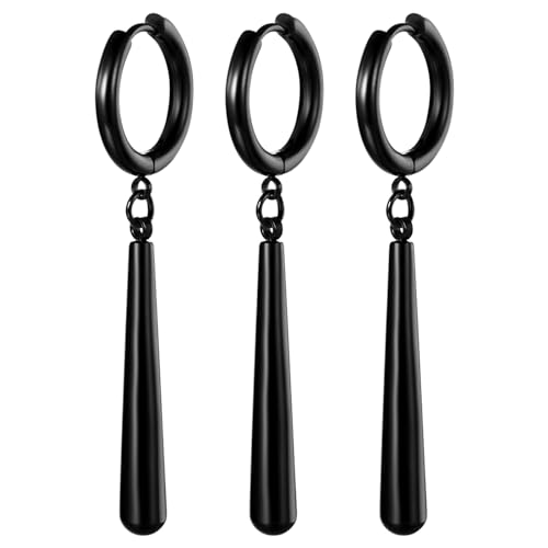 JewelryWe Una Pieza Pendientes para Hombre Acero Inoxidable