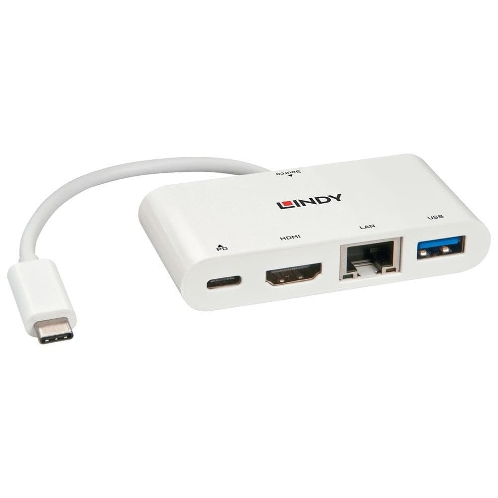 Lindy43239 USB 3.1 Type C Mini Docking Station with Power Delivery, White