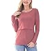 Bearsland Women's 3 Packs Maternity Clothes Long Sleeves Breastfeeding Shirts Nursing Top,blackgray+Brick red+whitegreen,L
