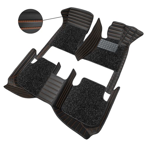 Image of Antiskid Premium 9D Car Mat Full Set for Tata Punch 2026 | Luxury Leather Dual-Stitch Full Set 9D Car Floor Mat || 100% Waterproof ||Color: Black Tan