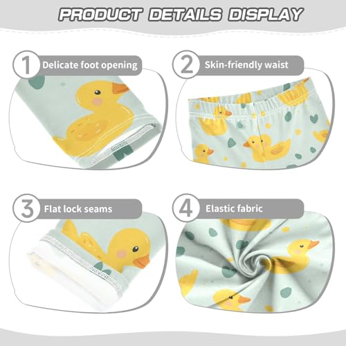 Yellow Duck Girls' Leggings Toddler Doodles Green Heart Kids Yoga Pants Dance Active Tights 4T3