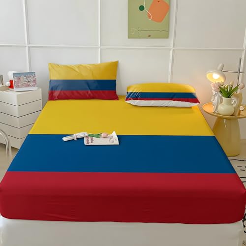 Sabana Bajera 135x190 Degradado Sabanas Bajeras Estampadas Abstracto Sábana Bajera Ajustable Suaves, Elastico Funda Colchon con 2 Funda Almohada 50x80 cm, para Colchón de 30cm de Altura