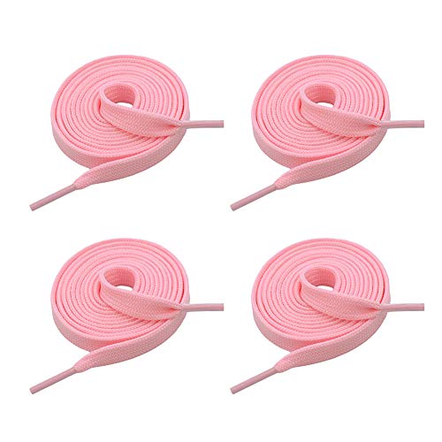VSUDO 2 Pairs 24 Inches Pink Fine Weave Flat Shoe Lace for Sneaker, 5/16" Width Flat Sneaker Shoestring, Flat Sneaker Shoelace, Flat Shoe String for Running Athletic Shoes [2 Pairs-Pink-060CM]