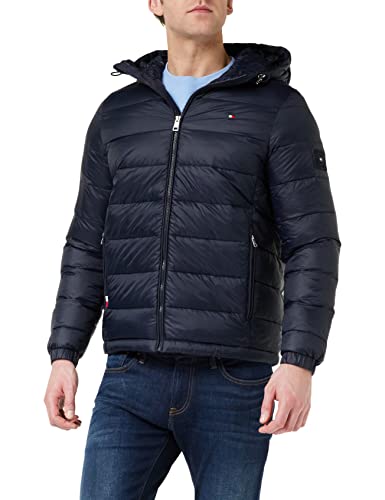 Tommy Hilfiger Herren Jacke Quilted Hooded Jacket Winterjacke, Blau (Desert...