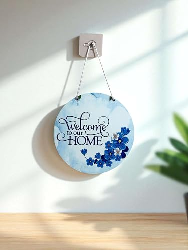 Image of DECORIQUE Wooden Wall Hanging Welcome Sign - Decorative Quote Board for Home, Door, Entrance, Hall & Office - Rustic Wall Art & Housewarming Gift Item