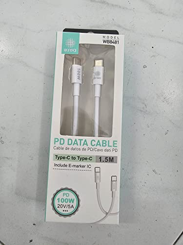 Cable tipo C a tipo C de 20 W resistente con conectores reforzados