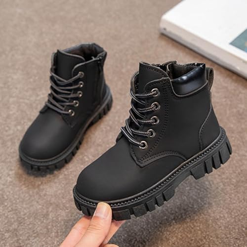 IWIHMIV Girls Hiking Boots Outdoor Booties Comfortable Boys Non Slip Fashion Work Ankle Boots with Lace Up Side Zipper4