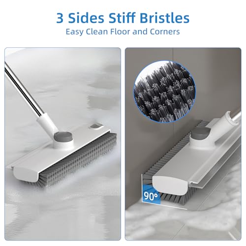 image for DOLPLEAP Scrub Brush with Long Handle, Floor Scrub Brush Squeegee Broo