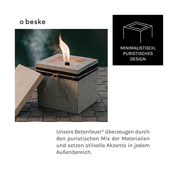 Betonfeuer® - Das Original der Beske-Manufaktur | Modell 'Solo' | Ø14cm ‚gerade‘ mit Dauerdocht | Wiederbefüllbare… – Bild 7