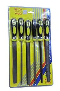 Jon Bhandari Tools Premium Assorted File Set with Handle- 8 inch, 6 pcs