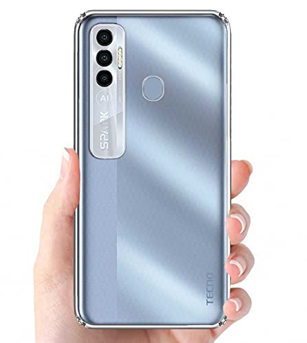 Image of Soft Flexible Silicone Back Cover Compatible with Tecno Spark 7 Pro, Transparent Case