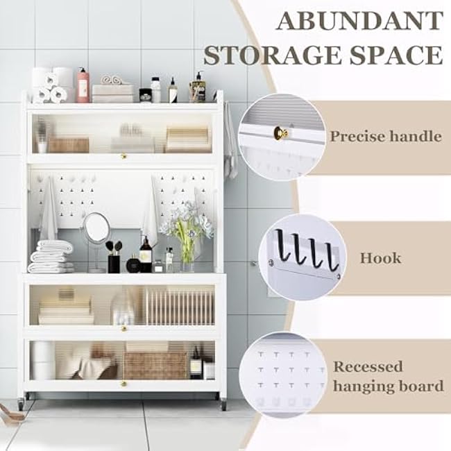 Wheeled Sideboard Kitchen Rack with Locker Hole Board Kitchen Storage Cabinets Wear Resist Multi-Layer Floor Storage Cabinet Microwave Oven Pot Oven Rack-Sc8MHfRE