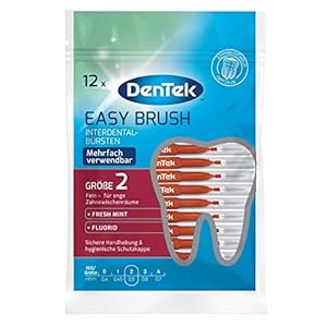 DenTek St. Dentek Easy Brush interdentale borstels, ISO/maat 2, fijn – voor smalle tussenruimtes tussen de tanden, met…