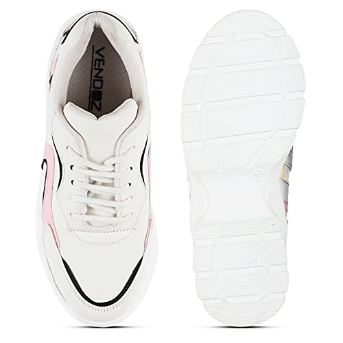 Image of Vendoz Women Premium White Casual Shoes Sneakers