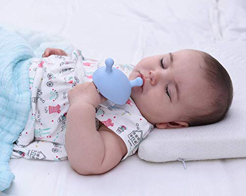Mombella Mimi Mushroom Pacifier Shape Skin-Like Infant Soothing Teether Toy for 0-6 Months Sucking Needs Babies, Help with Breast Feeding weaning and Prevent Digit Sucking.Light Blue - Image 3