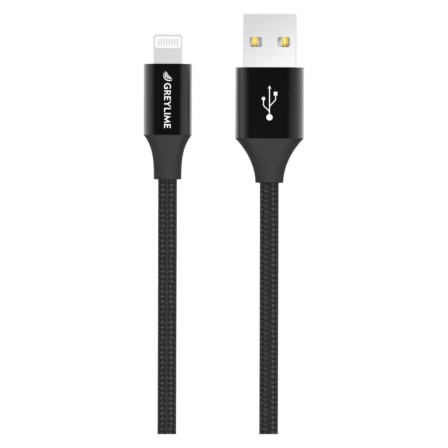 Cable USB A a Lightning GreyLime negro de 2 metros para cargar iPhone y iPad