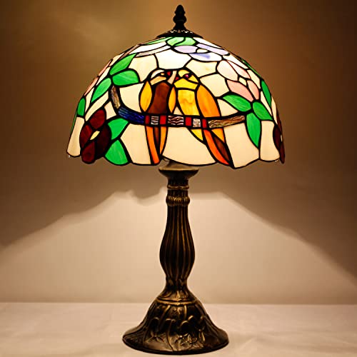 Image of WERFACTORY Tiffany Table Lamp Stained Glass Bedside Lamp 18 Inch Tall
