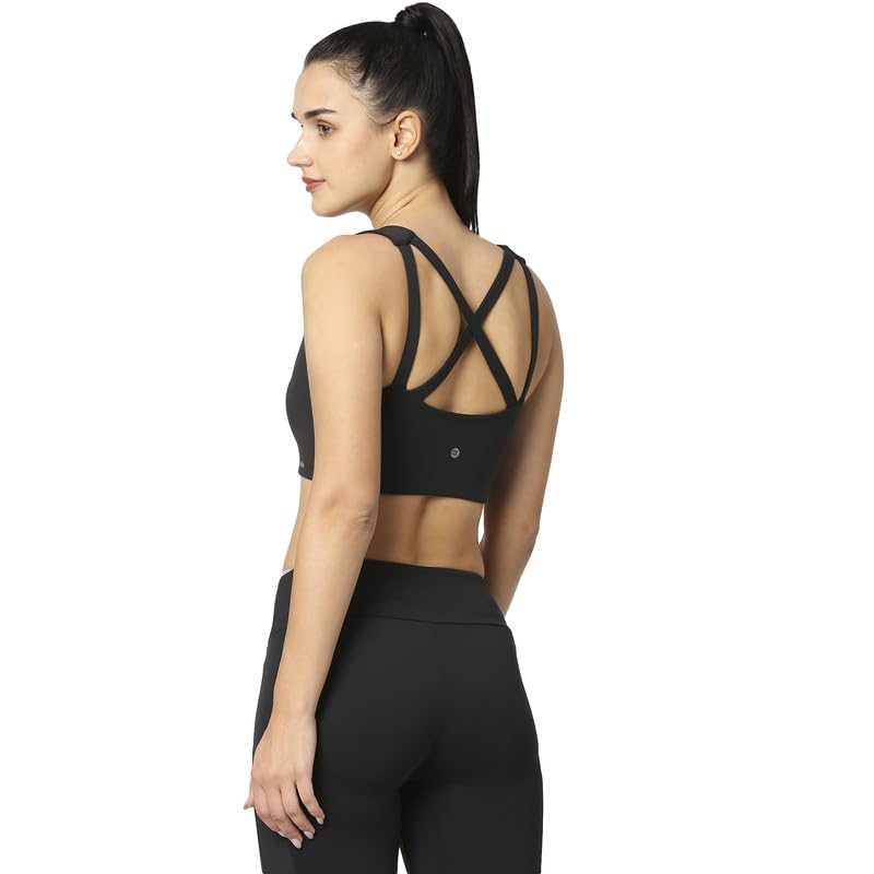 Image of Front Zip Cross Back Gym Sports Bra