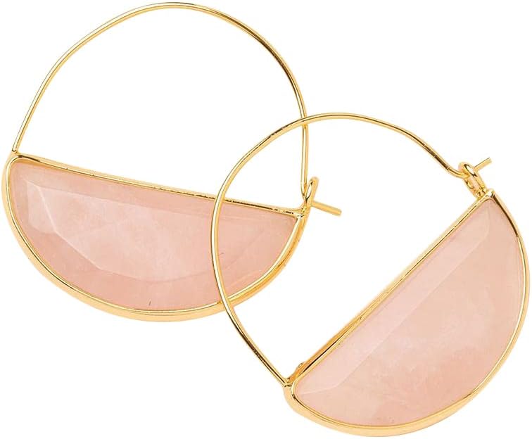 Scout Curated Wears - Stone Prism Hoop Earring - Rose Quartz/Gold