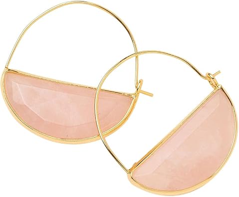 Scout Curated Wears - Stone Prism Hoop Earring - Rose Quartz/Gold