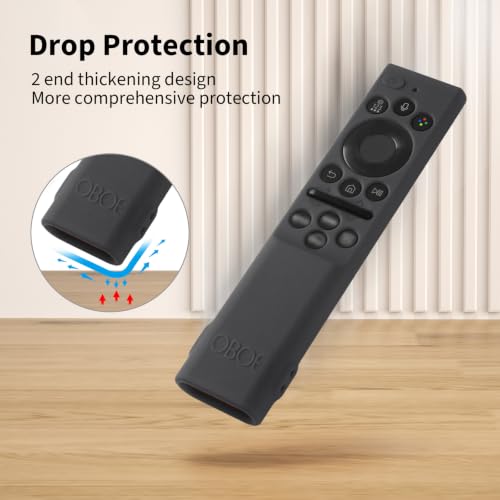 Image of Oboe Silicone Tv Remote Cover Compatible with Samsung Smart Tv Remote 2026 Model BN59-01498A Open Key Case with Lanyard (Dark Grey) [REMOT E NOT Included]