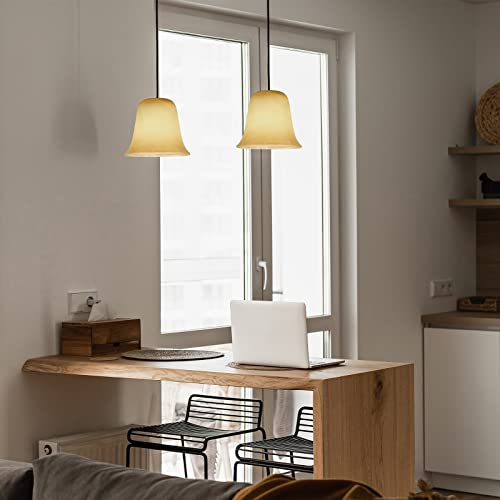 Pangda 3 Pcs Amber Glass Shade Chandelier Shade Cracks Glass Shade Ceiling Fan Light Covers Ceiling Fan Lamp Replacement Bell Shaped Chandelier Shades Antique Lampshade For Vanity Pendant Lighting #TOP6