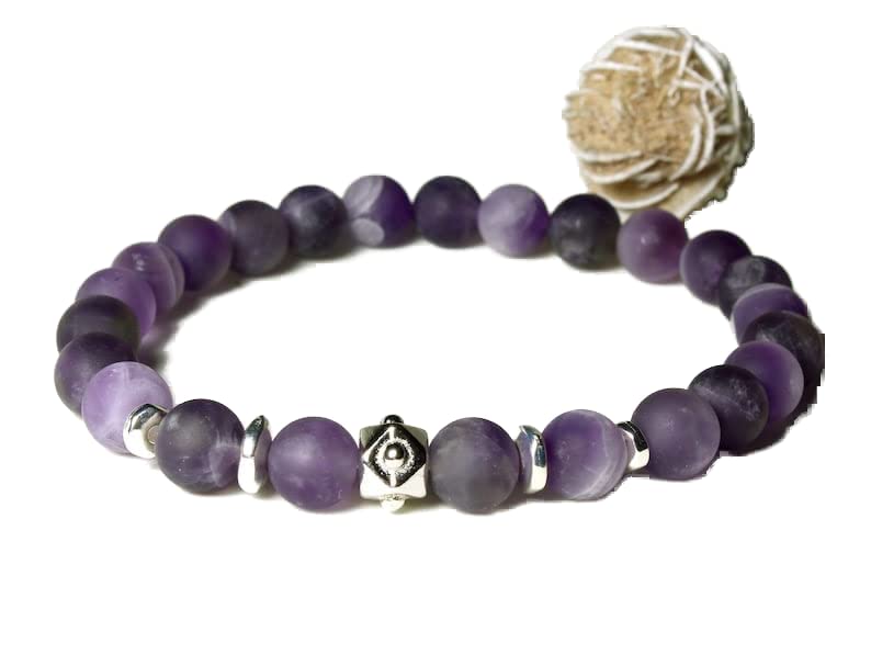 Bracelet améthyste véritable perles rondes lisses 8mm de qualité supérieure pour homme et femme