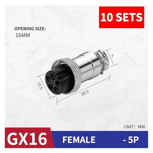 Conector GX16 5P hembra metálico con aleación resistente al desgaste 2