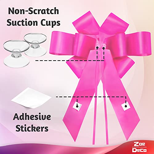 Zoe Deco BOW30-PINK-1 Big Car Bow (Pink, 30 Inch) With 2 Gold Accessory Bows, Giant Presents, Girl Party, Lady Surprise Party, Wedding Reception, Birthday, Christmas Bows For Car, Gift Bow thumb #4