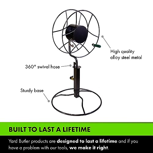 Yard Butler Free-Standing Hose Reel with Patio Base & Hose Bib Extender - Premium Gardening Tools for Lawn Care - Water Hose Caddy For Yard or Garden - Faucet Extender for Easy Lawn Care