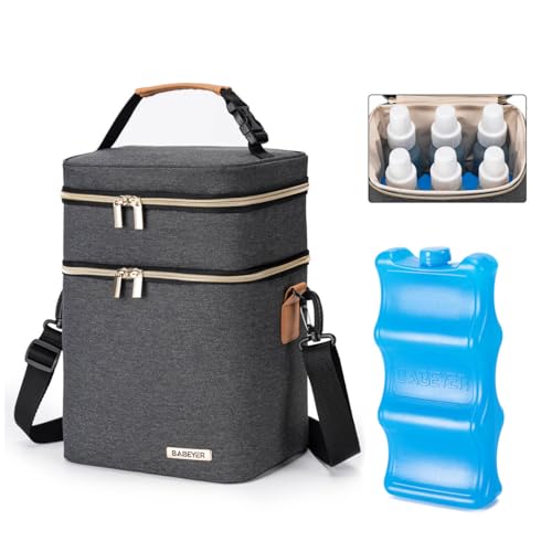Image of BABEYER Breastmilk Cooler Bag with Ice Pack Fits 6 Baby Bottles Up to 9 Ounce