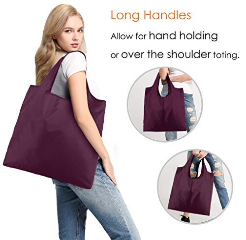 Image of BeeGreen Rolled Up Grocery Bags Reusable Shopping Bags Foldable for Groceries