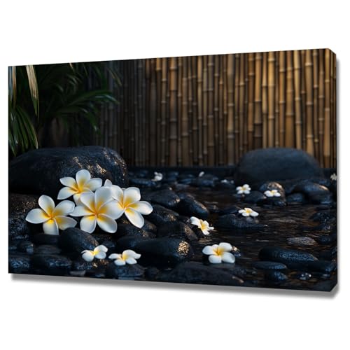 Tableau Zen avec impression sur toile haute définition cadre blanc 40x60