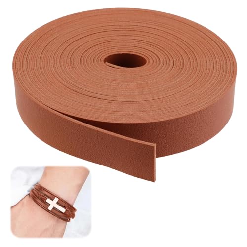 Amztour Cordón de Cuero Plano 5m Doble Cara, Correa de Cuero Sintético para Manualidades y Pulseras, Tira de Piel Sintética y Cuerda de Cuero para Proyectos DIY - Cinturón de Piel Sintética Versátil