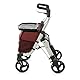Carlett - Lett Walk | Wandelbarer Gehhilfe für drinnen und draußen | Zugelassenes Medizinprodukt | Klappsitz und Mehrzwecktablett | XL-Schwenkräder | Doppelbremse und verstellbarer Lenker| Ruby